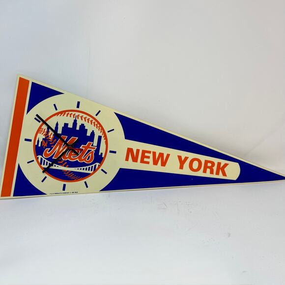 Vintage New York Mets Pennant Clock 1987 Battery MLB - Picture 3 of 5